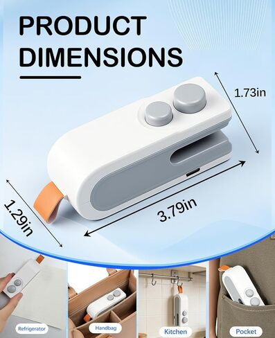 3-in-1 Mini Bag Sealer with Cutter and Magnet,Rechargeable Handheld Bag Sealer,Portable Heat Sealer for Heavy-Duty Plastic Snack & Chip Bags, Food Saver, Kitchen Storage in Kuwait