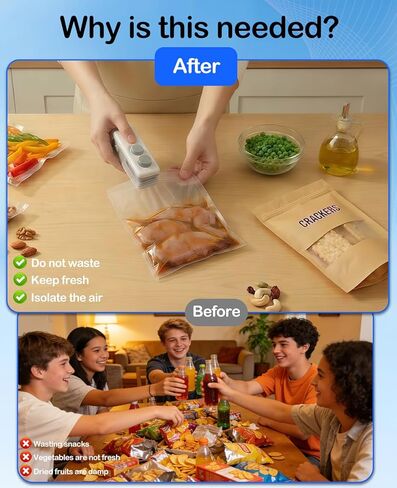 3-in-1 Mini Bag Sealer with Cutter and Magnet,Rechargeable Handheld Bag Sealer,Portable Heat Sealer for Heavy-Duty Plastic Snack & Chip Bags, Food Saver, Kitchen Storage in Kuwait