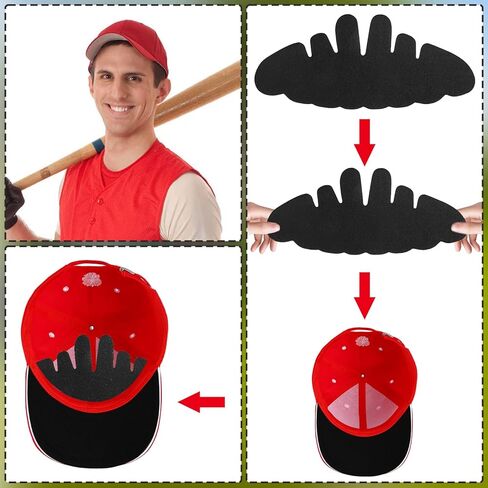 8PCS Baseball Caps Inserts - Flexible Hat Sweat Liner - Washable & Reusable Felt Hat Liners -Sweat Protection Hat Shaper Insert Stiffener - Supports Brim & Crown Black in Saudi Arabia