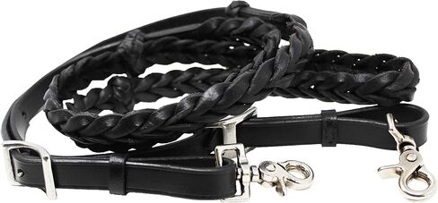CHALLENGER Horse Western Braided Black Leather Knotted Grip Reins 805LR03BK in Saudi Arabia