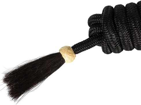 Schneiders Vaquero Braided Nylon Mecate with Horsehair | Color Black | Smooth Hand Braided Nylon | Rawhide Knotted Popper & Synthetic Horsehair Tassel | Beautifully Balanced in Kuwait