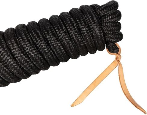 Schneiders Vaquero Braided Nylon Mecate with Horsehair | Color Black | Smooth Hand Braided Nylon | Rawhide Knotted Popper & Synthetic Horsehair Tassel | Beautifully Balanced in Kuwait