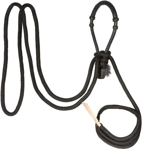 Schneiders Vaquero Braided Nylon Mecate with Horsehair | Color Black | Smooth Hand Braided Nylon | Rawhide Knotted Popper & Synthetic Horsehair Tassel | Beautifully Balanced in Kuwait