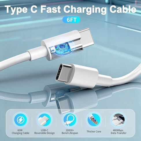 USB C Charger Block 100W Charging Station Hub GaN-III 6 Port Type C Travel Charger for Multiple Devices USB C Power Strip Adapter Plug Cube Brick for iPhone 16 15 14 13 12 Pro Max,iPad,Galaxy,5ft Cord in Saudi Arabia