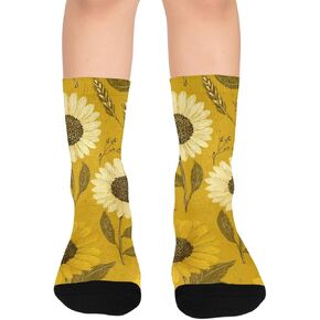 جوارب المشي لمسافات طويلة مطبوعة على شكل حصاد عباد الشمس - جوارب شتوية حرارية سميكة دافئة للأطفال الصغار للأولاد والبنات للمدرسة، والارتداء اليومي والأنشطة الخارجية in Kuwait