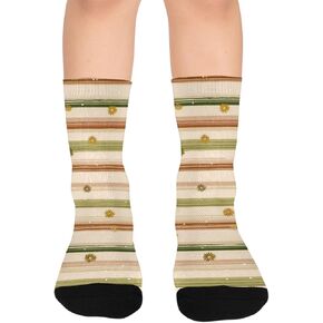 جوارب Harvest Stripe Brown Art للتنزه سيرًا على الأقدام - جوارب شتوية حرارية سميكة دافئة للأولاد والبنات للمدرسة، والارتداء اليومي والأنشطة الخارجية in Kuwait