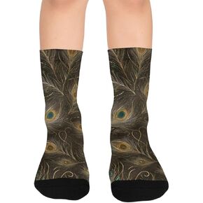 جوارب المشي لمسافات طويلة بطبعة طاووس فنية ليلية - جوارب شتوية حرارية سميكة دافئة للأولاد والبنات الصغار للمدرسة، والارتداء اليومي والأنشطة الخارجية in Kuwait