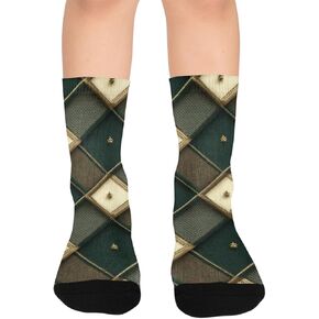 جوارب زمردية منقوشة للتنزه سيرًا على الأقدام - جوارب شتوية حرارية سميكة دافئة للأولاد والبنات الصغار للمدرسة، والارتداء اليومي والأنشطة الخارجية in Kuwait