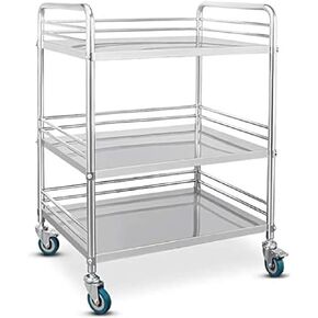 Medical Trolley Dental Laboratory Cart Stainless Steel Lab Cart Medical Hospital Equipment Portable Serving Cart with Wheels - 2/3 Layers,Without Drawer,2 Layer-69x46x91cm, in Kuwait