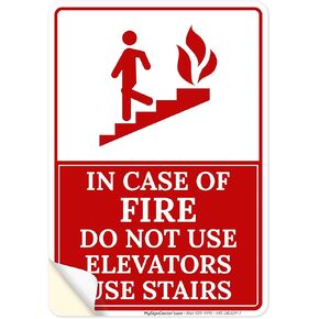 In Case Of Fire Do Not Use Elevators Use Stairs Sign, 18x24 Inches, 55 mil thick HDPS (high density polystyrene), Made in USA by My Sign Center in Kuwait