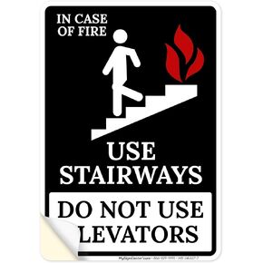 In Case Of Fire Use Stairways Do Not Use Elevators Sign, 18x24 Inches, 55 mil thick HDPS (high density polystyrene), Made in USA by My Sign Center in Kuwait
