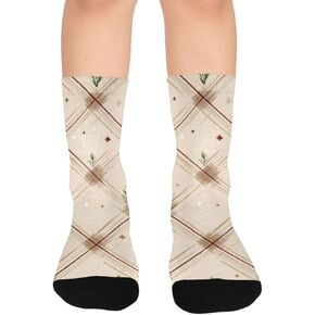 جوارب للمشي لمسافات طويلة باللون البني منقوشة للعطلات - جوارب شتوية حرارية سميكة دافئة للأولاد والبنات للمدرسة، والارتداء اليومي والأنشطة الخارجية in Kuwait