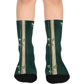جوارب المشي لمسافات طويلة بطباعة مخططة عشبية خضراء - جوارب شتوية حرارية سميكة دافئة للأولاد والبنات الصغار للمدرسة، والارتداء اليومي والأنشطة الخارجية in Kuwait