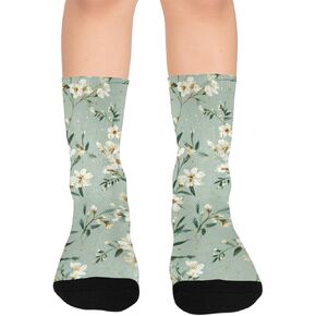 جوارب المشي لمسافات طويلة على شكل زهور عشبية خضراء ونعناع - جوارب شتوية حرارية سميكة دافئة للأولاد والبنات للمدرسة، والارتداء اليومي والأنشطة الخارجية in Kuwait