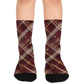 جوارب ذهبية للتنزه سيرًا على الأقدام باللون العنابي - جوارب شتوية حرارية سميكة دافئة للأطفال الصغار للأولاد والبنات للمدرسة، والارتداء اليومي والأنشطة الخارجية in Kuwait