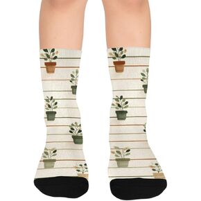 جوارب للمشي لمسافات طويلة بطبعة نباتات خضراء - جوارب شتوية حرارية سميكة دافئة للأطفال الصغار للأولاد والبنات للمدرسة، والارتداء اليومي والأنشطة الخارجية in Kuwait