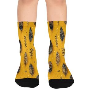 جوارب المشي لمسافات طويلة القبلية بقاعدة صفراء خردل - جوارب شتوية حرارية سميكة دافئة للأولاد والبنات للمدرسة، والارتداء اليومي والأنشطة الخارجية in Kuwait