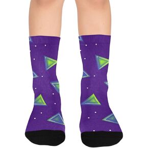 جوارب أرجوانية للمشي لمسافات طويلة بطبعة مثلثة نيون - جوارب شتوية حرارية سميكة دافئة للأولاد والبنات للمدرسة، والارتداء اليومي والأنشطة الخارجية in Kuwait