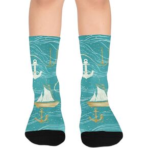 جوارب Nautical Wave Sail Hiking - جوارب شتوية حرارية سميكة دافئة للأولاد والبنات الصغار للمدرسة، والارتداء اليومي والأنشطة الخارجية in Kuwait
