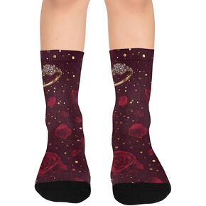 جوارب للمشي لمسافات طويلة على شكل وردة حمراء وحلقة - جوارب شتوية حرارية سميكة دافئة للأولاد والبنات الصغار للمدرسة، والارتداء اليومي والأنشطة الخارجية in Kuwait