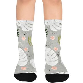 جوارب المشي لمسافات طويلة باللون الرمادي من Pastel Leaf Vibe - جوارب شتوية حرارية سميكة دافئة للأولاد والبنات للمدرسة، والارتداء اليومي والأنشطة الخارجية in Kuwait