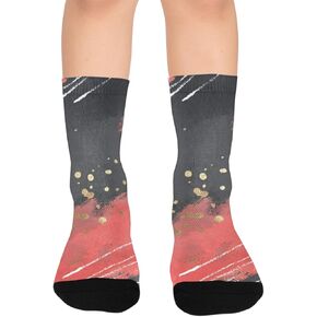 جوارب مشي داكنة بطبعة تجريدية من أحمر الخدود - جوارب شتوية حرارية سميكة دافئة للأولاد والبنات الصغار للمدرسة، والارتداء اليومي والأنشطة الخارجية in Kuwait