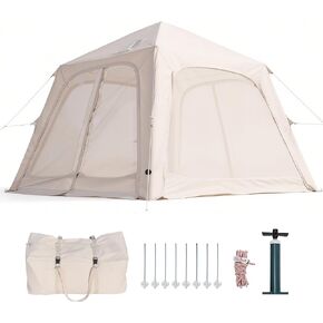 ABORON 2/6/8 Person Inflatable Camping Tent, Easy Setup Blow Up Tent with Hand Pump, PU3000mm Waterproof & Breathable 4 Season Glamping Tent for Outdoor Camping in Saudi Arabia