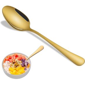 مجموعة ملاعق العشاء، ملاعق شوربة 8 قطع مقاس 7.3 بوصة، ملعقة طاولة من الفولاذ المقاوم للصدأ بدرجة الطعام الممتازة، ملعقة طعام معدنية متينة، ملاعق فضية آمنة للاستخدام في غسالة الأطباق in Kuwait