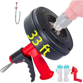 مزيل سدادة تصريف شعر الثعبان، ملحق مثقاب ثعبان للمرحاض من سيفترول، مزيل سدادة الصرف الصحي للحمام والمطبخ وحوض الاستحمام مع قفازات (33 قدم/10 متر) in Kuwait