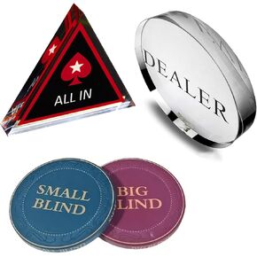 [Set of 4] Dealer Button, Ceramic Big Blind and Small Blind, Poker Crystal ALL IN Buttons (Position Markers)Poker Chips for Texas Holdem Poker Night | Professional Dealer Button & Poker Accessories in Saudi Arabia