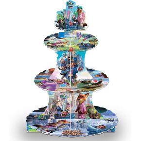 Cute Cartoon Animals Cupcake Stand, 12 Inch Cardboard Cupcake Tray, Lightweight Easy Assemble Dessert Tray for Birthday, Wedding, Movie Theme Party Decoration in Kuwait