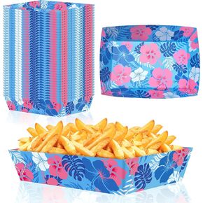 50 قطعة من ديكورات حفلات هاوايان لوا من Geefuun - صواني طعام ورقية على شكل زهرة الكركديه الكرتونية الزرقاء لأعياد الميلاد الصيفية، لوازم تقديم للاستعمال مرة واحدة تحت عنوان Aloha in Kuwait