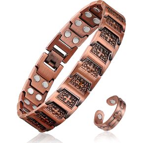 MagEnergy Copper Bracelet for Men, Cross Copper Magnetic Bracelet with 99.99% Pure Copper Ring & 3800 Gauss Magnets, Adjustable Link Jewelry Box Gift (Sizing Tool) in Saudi Arabia