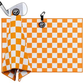 Golf Towel with Magnet - Premium Absorbent Microfiber Towel with Clip - 24"x16" - for Cart, Club or Bag - Golf Rag, Accessories & Golfing Gear - Waffle Weave Pattern (Green Checkerboard) in Saudi Arabia