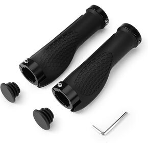 Bike Handlebar Grips, Black Ergonomic Aluminum Lock-on Bicycle Handlebar Grips, Bike Comfort Locking Handle Bar for Mountain Road Bikes MTB BMX Scooter in Kuwait