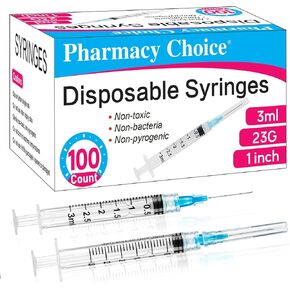 100 عبوة من محاقن المختبر 3 مل/سم مكعب للاستعمال مرة واحدة مع قفل لور بإبرة 23 جيجا 1 بوصة، معبأة بشكل فردي. 100 حزمة in Kuwait