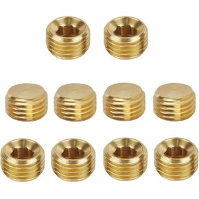 10 Pcs Brass Pipe Fitting 1/4" NPT Plug Set - Male Thread Hex Counter Sunk Plug for Closing the End of Pipe in Kuwait