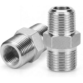 2 قطعة 1/4 "NPT ذكر تركيبات أنابيب الحلمة السداسية - محول ملولب من الفولاذ المقاوم للصدأ 316 من الدرجة الصناعية 5000 رطل لكل بوصة مربعة لضاغط الهواء وتطبيق خط الغاز الهيدروليكي in Kuwait