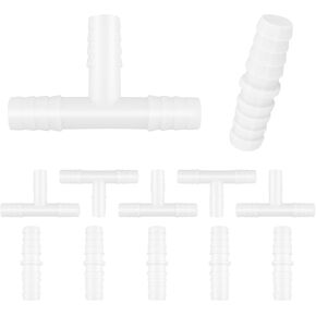 12 قطعة من تركيبات خرطوم بلاستيكية مقاس 3/8 بوصة، موصلات مستقيمة وعلى شكل حرف T ثلاثية الاتجاهات، محولات وصلة ربط شائكة لأنابيب الهواء/المياه، مثالية لحوض السمك والقوارب والأعمال اليدوية in Kuwait
