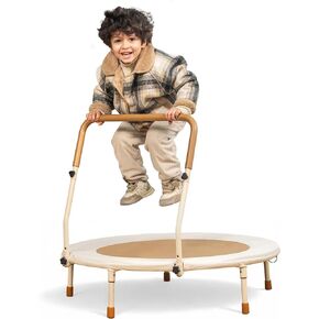 Indoor Aesthetic Toddler Trampoline for Toddlers | 36 Inch Trampoline with Handle - Leather Padded Jump Mat, No Exposed Springs | Kid Trampoline Indoor Fun with Foldable Legs with Anti Slip Feet in Saudi Arabia