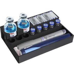 حامل تخزين قوارير الأنسولين والببتيد، حامل قارورة 30 مل ومنظم قارورة الببتيد، منظمة الثلاجة 5 مل، 10 مل، 20 مل و30 مل، حافظة ببتيد مطبوعة ثلاثية الأبعاد للثلاجة (أسود) in Kuwait