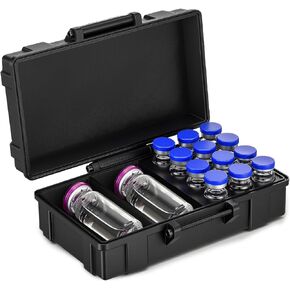 Hushee Peptide Case, 12 x 3ml + BAC & Case Holds Vials Water BAC Peptide GLP1, Dual Size 30ml and 3ml Peptides Vial Cases 14 Slots for 3ml Vial Storage Fridge Freezer Travel in Kuwait