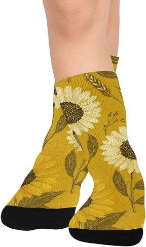 جوارب المشي لمسافات طويلة مطبوعة على شكل حصاد عباد الشمس - جوارب شتوية حرارية سميكة دافئة للأطفال الصغار للأولاد والبنات للمدرسة، والارتداء اليومي والأنشطة الخارجية in Kuwait