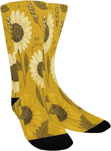 جوارب المشي لمسافات طويلة مطبوعة على شكل حصاد عباد الشمس - جوارب شتوية حرارية سميكة دافئة للأطفال الصغار للأولاد والبنات للمدرسة، والارتداء اليومي والأنشطة الخارجية in Kuwait