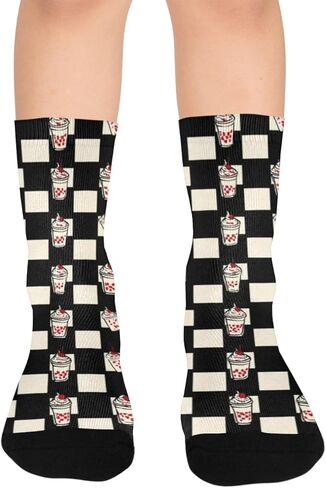 جوارب Vintage Diner Vibe للتنزه سيرًا على الأقدام - جوارب شتوية حرارية سميكة دافئة للأطفال الصغار للأولاد والبنات للمدرسة، والارتداء اليومي والأنشطة الخارجية in Kuwait