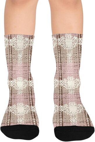 جوارب Dusty Rose Base_ Cream_ للمشي لمسافات طويلة - جوارب شتوية حرارية سميكة دافئة للأولاد والبنات للمدرسة، والارتداء اليومي والأنشطة الخارجية in Kuwait