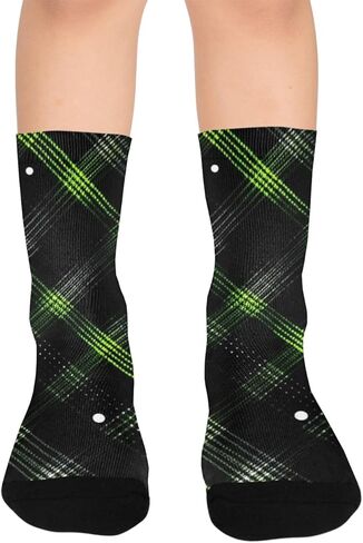 جوارب المشي لمسافات طويلة مطبوعة منقوشة باللون الأخضر - جوارب شتوية حرارية سميكة دافئة للأولاد والبنات للمدرسة، والارتداء اليومي والأنشطة الخارجية in Kuwait