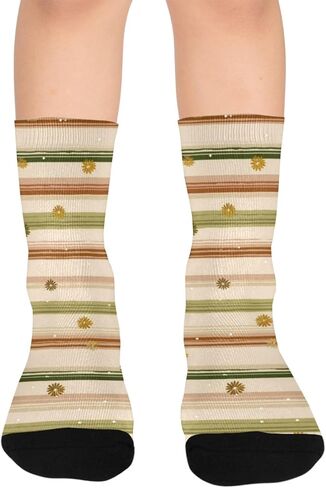 جوارب Harvest Stripe Brown Art للتنزه سيرًا على الأقدام - جوارب شتوية حرارية سميكة دافئة للأولاد والبنات للمدرسة، والارتداء اليومي والأنشطة الخارجية in Kuwait