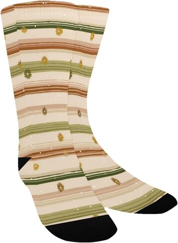 جوارب Harvest Stripe Brown Art للتنزه سيرًا على الأقدام - جوارب شتوية حرارية سميكة دافئة للأولاد والبنات للمدرسة، والارتداء اليومي والأنشطة الخارجية in Kuwait