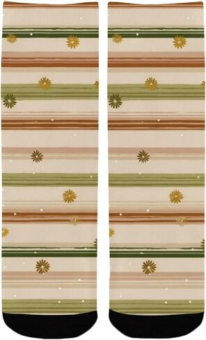 جوارب Harvest Stripe Brown Art للتنزه سيرًا على الأقدام - جوارب شتوية حرارية سميكة دافئة للأولاد والبنات للمدرسة، والارتداء اليومي والأنشطة الخارجية in Kuwait